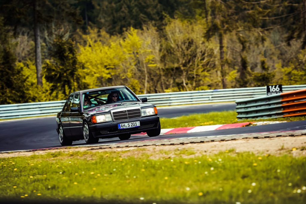 Mercedes-Benz 190 with KW Competition racing suspension on the Nürburgring Nordschleife (photo by Simon van der Beck).